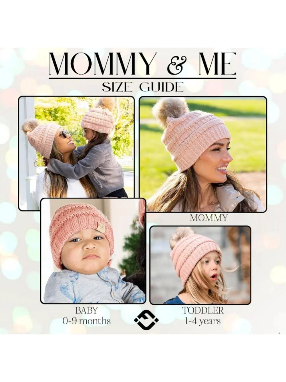 Cozy Knit Mommy & Me Pom Beanies Set - Stylish Winter Hats for Women & Toddlers